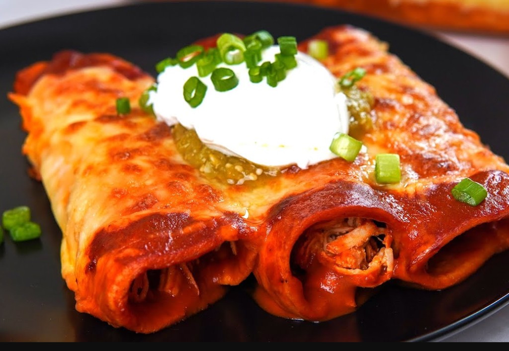 Roasted onion, poblano pepper & mushroom enchiladas